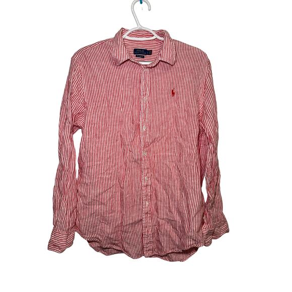 Polo ralph Lauren relaxed striped linen button down shirt mens large preppy - Picture 1 of 7